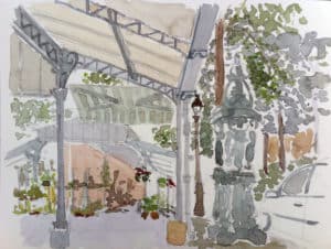 Marché aux fleurs aquarelle Paris