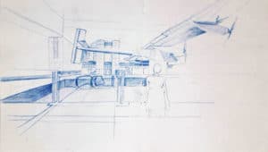 Cité des Sciences et de l'Industrie - dessin au crayon de couleur stage dessin perspective