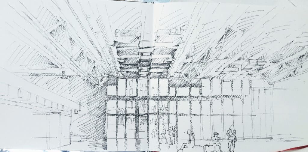 Centre Pompidou dessin au stylo stage dessin perspective