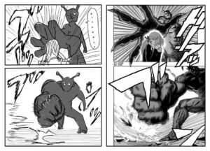 One punch man, page du manga original par One Vs adaptation de Yusuke Murata