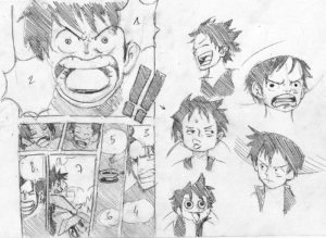 Etude d'une page de One Piece d'Eiichiro Oda et de Luffy par Olivier Figueroa