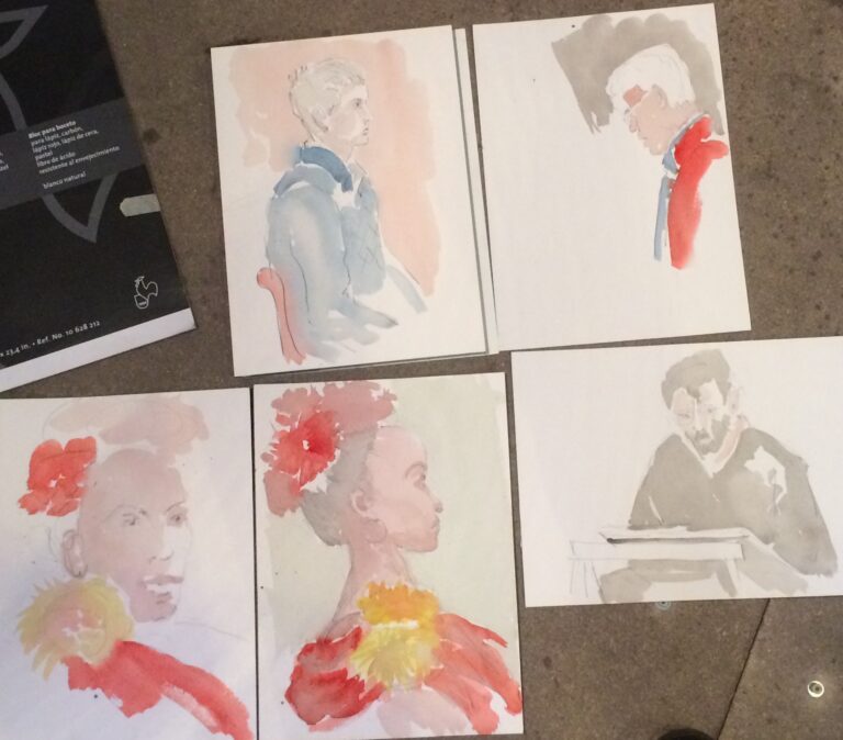 Portrait à l'aquarelle à Paris