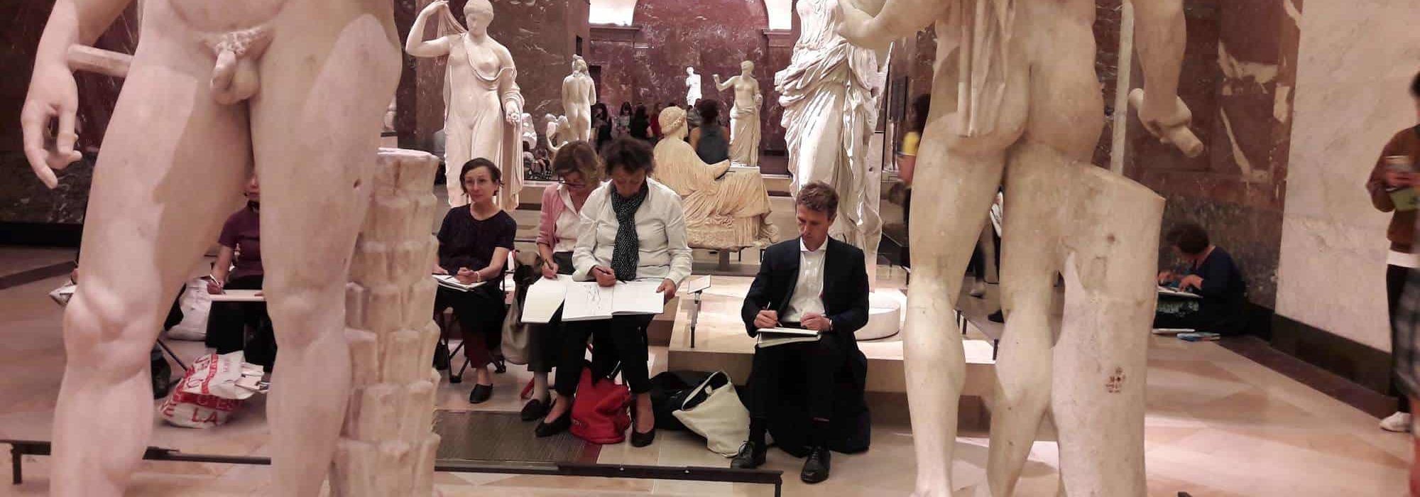 cours de dessin au Louvre