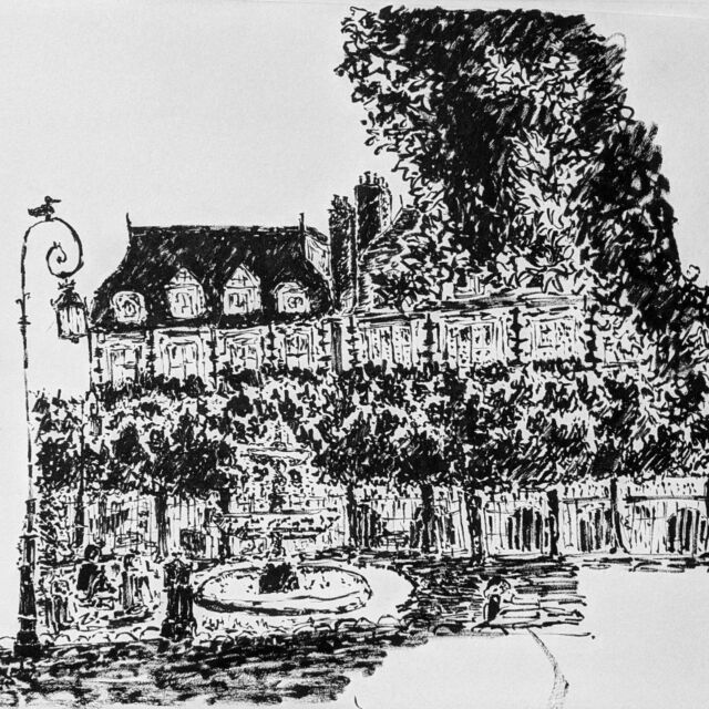 Au cours de dessin du samedi matin, on a travaillé au brush Pen avec @olfi.lofi à la place des Vosges #coursdedessin #ecolededessin #academiededessin #atelierdedessin #perspective #espaces #dessin #croquis #stylo #carnetdevoyage #ecole #cours #stage #paris #sketch #sketching #crayon #carnetdevoyage #urbansketching #urbansketchers